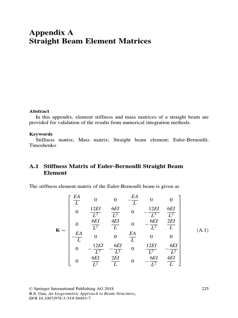 Beam Element Stiffness and Mass Matrices | PDF | Beam (Structure ...