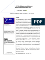 Efficacy of PHIL-IRI and Remedial Classes For Filipinos at The Intermediate Level