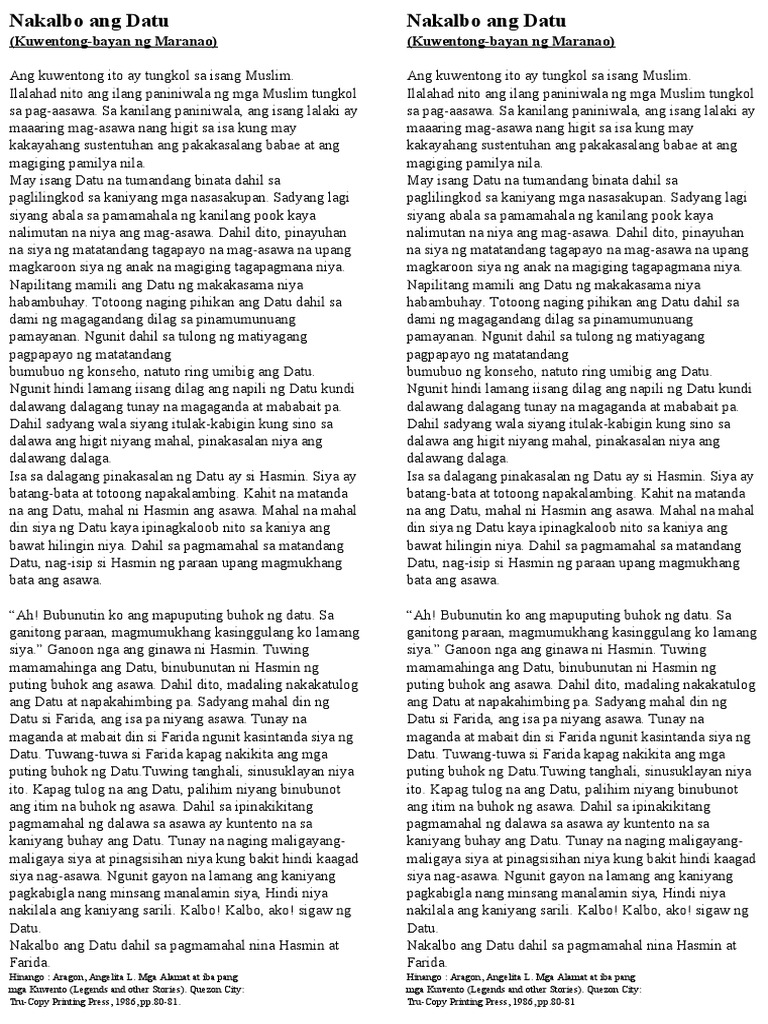 Nakalbo Ang Datu. Grade 7 q1 W1docx | PDF