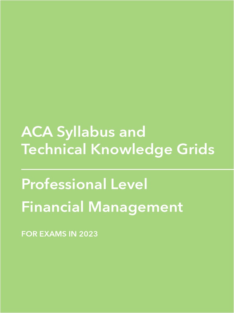 ACA Professional Level Financial Management | PDF | Accounting | Risk