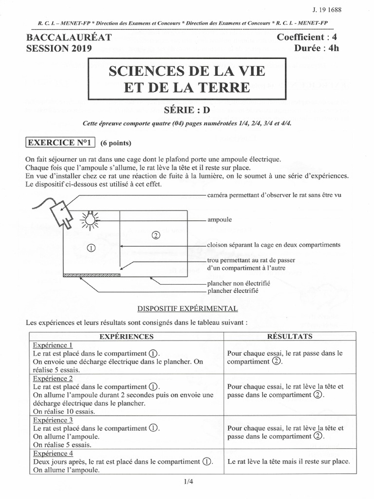 Bac D SVT 2019 | PDF
