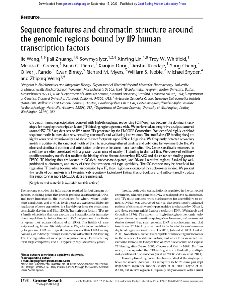 Sequence Features and Chromatin Structure Around The Genomic Regions ...