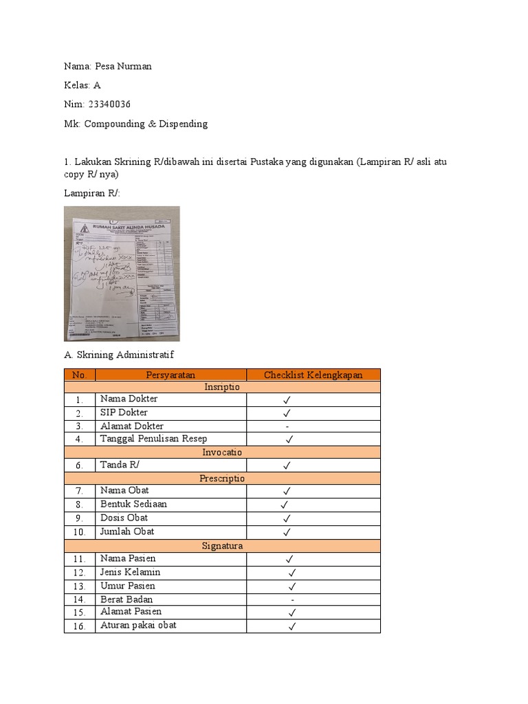 Skrining Resep Inoxin 400 mg | PDF | Kesehatan Holistik