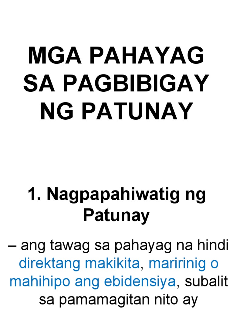 Mga Pahayag Sa Pagbibigay NG Patunay | PDF