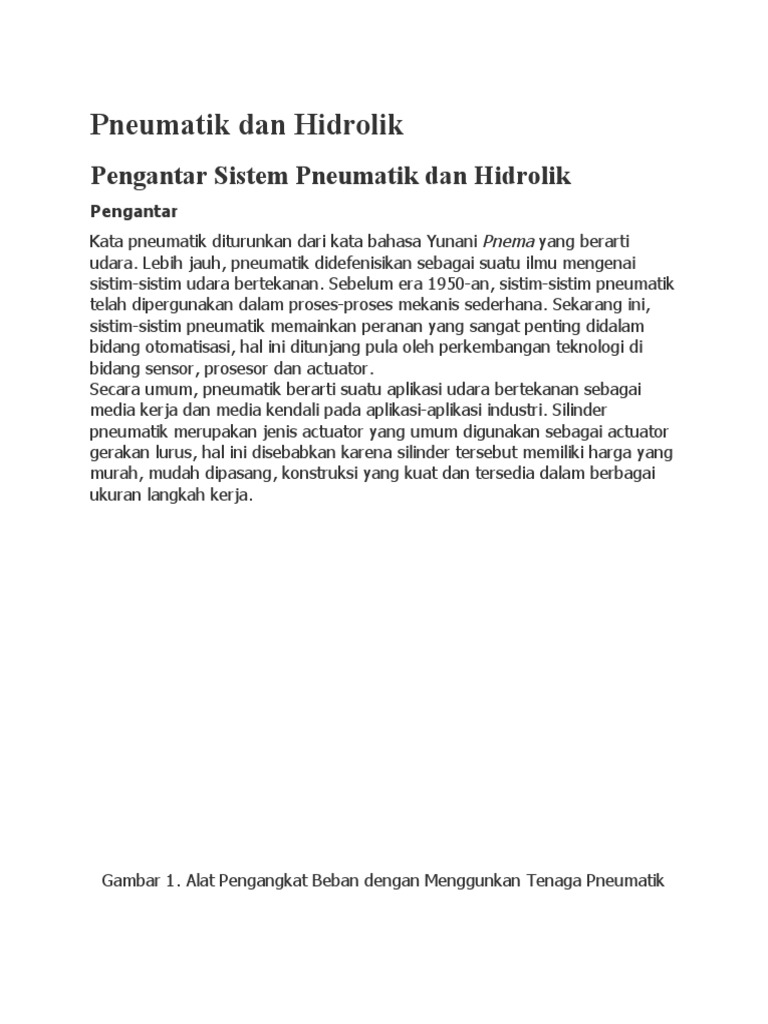 Topik 1 Pneumatik Pengantar Sistem Pneumatik Dan Hidrolik Pdf