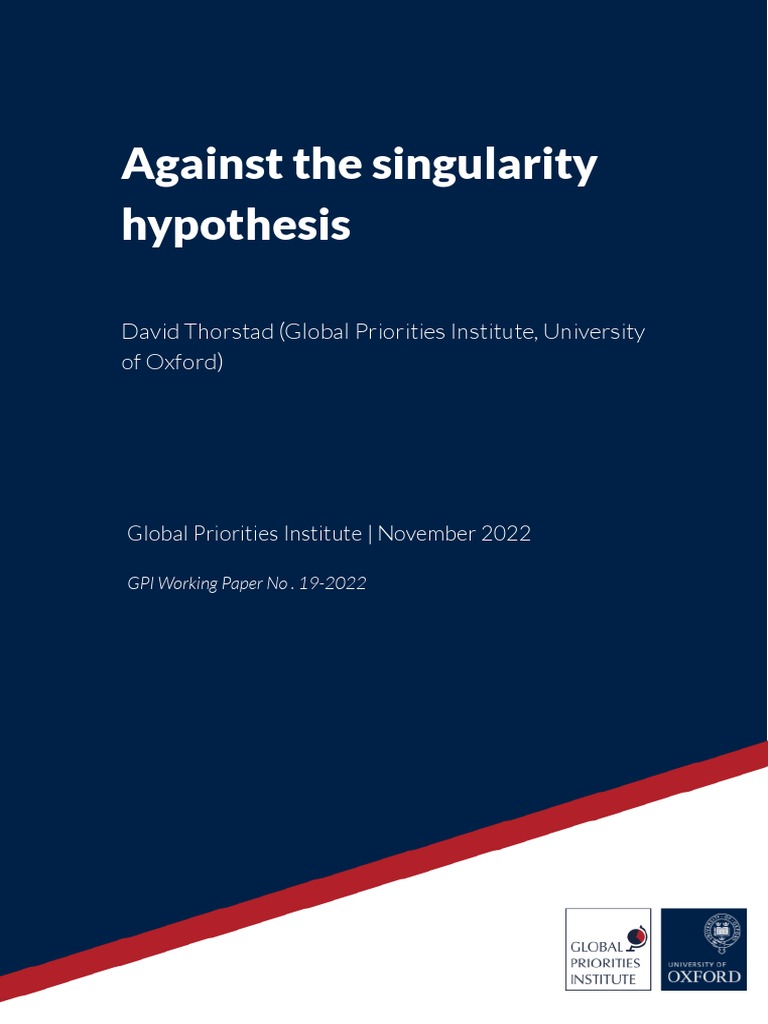 David thorstad against the singularity hypothesis pdf technological