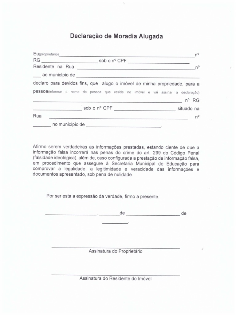 Declaracao de moradia alugada pdf