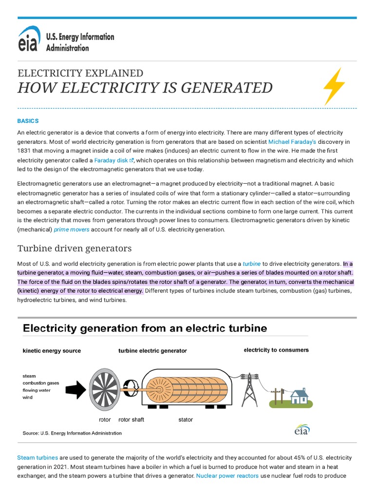 How Electricity Is Generated - U.S. Energy Information Administr | PDF ...