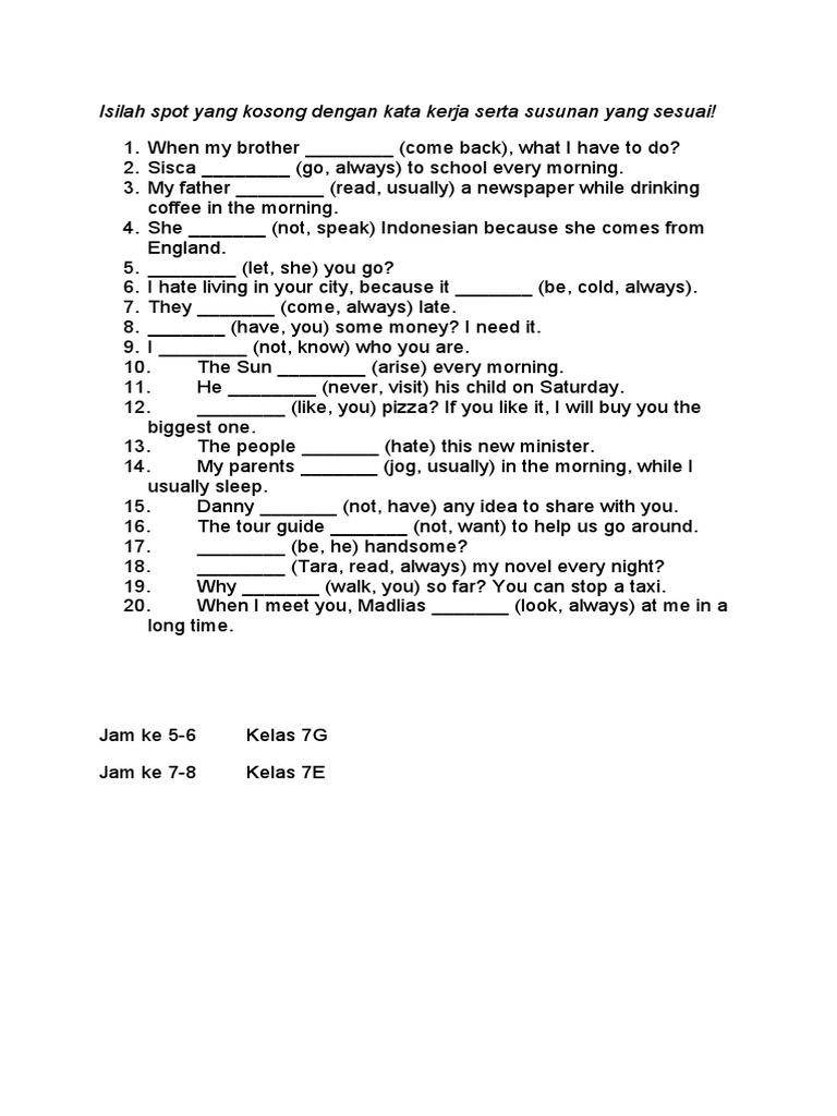 Latihan Penggunaan Pronouns dalam Bahasa Inggris | PDF | Pronoun ...