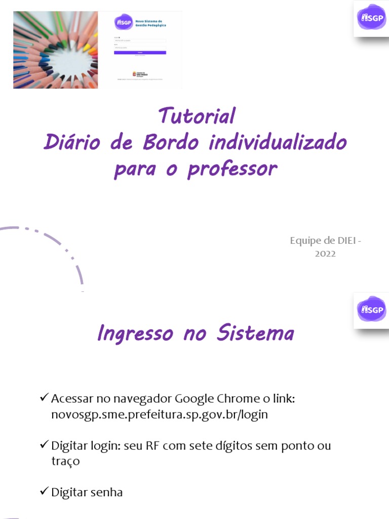Tutorial Diário de Bordo Do Professor Individualizado Editado Ok | PDF