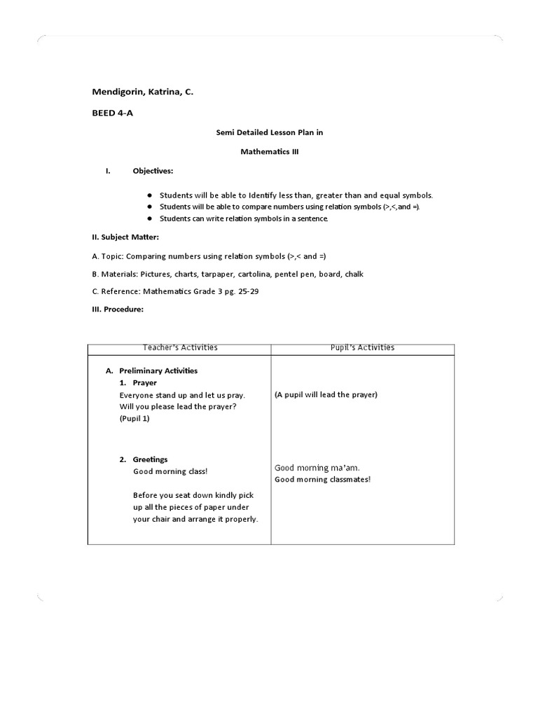 7 lesson plan math pdf mathematics science