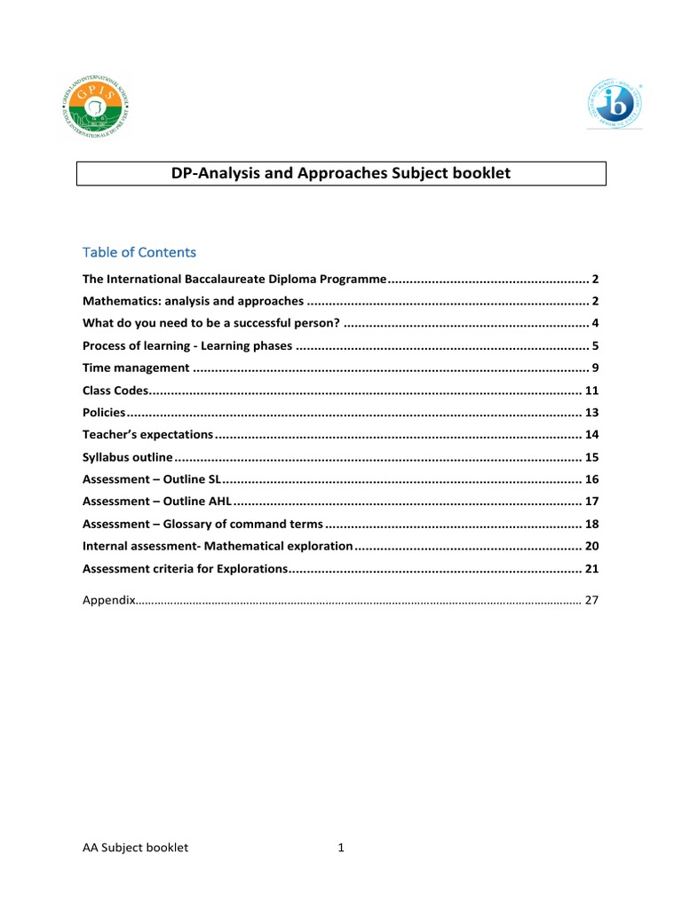AA Subject Booklet | PDF | Mathematics | Understanding