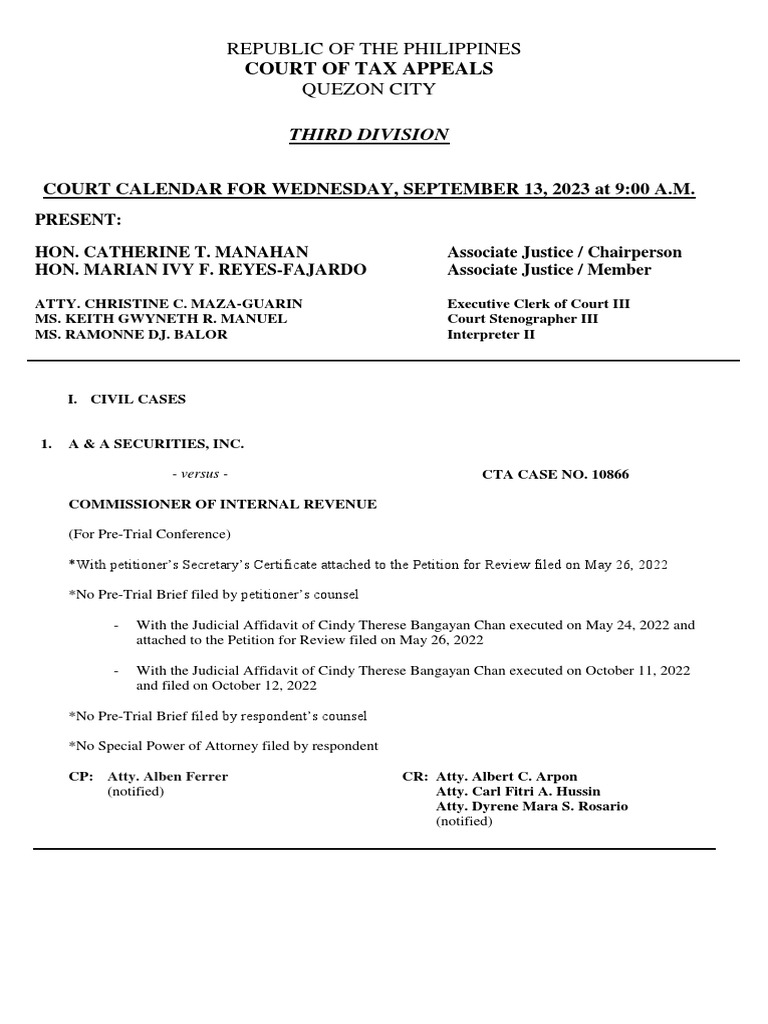 Republic of The Philippines Quezon City Court of Tax Appeals PDF Courts Judiciaries