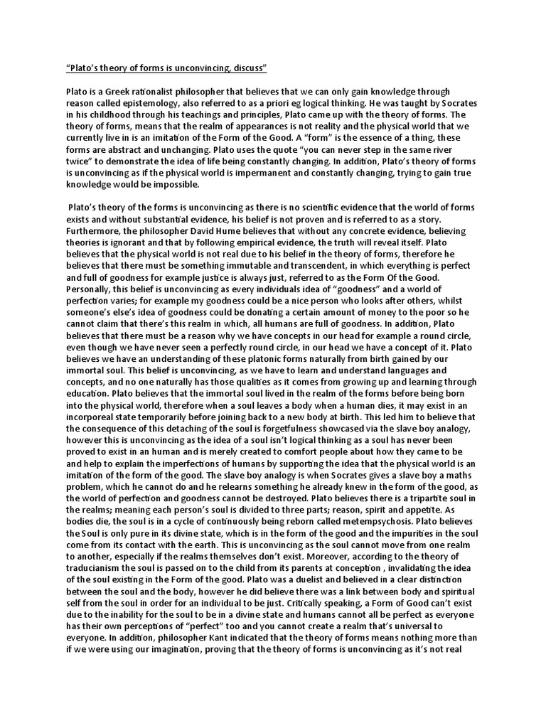 Plato's Theory of Forms PDF Soul Plato