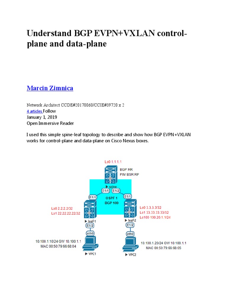 Understand bgp evpn vxlan control plane and data plane download free