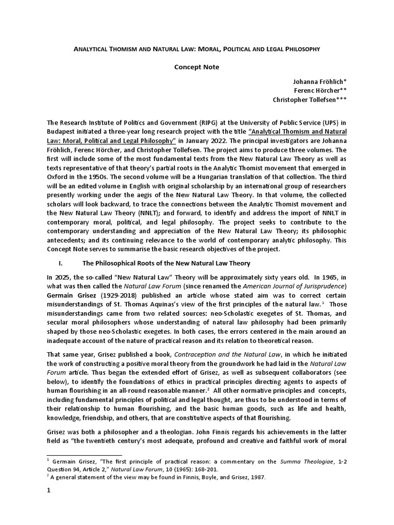 Analytical Thomism and Natural Law Theory | PDF | Thomism | Natural Law