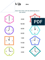 Time Match Up: Draw A Line To Connect The Clock With The Matching Time in The Center