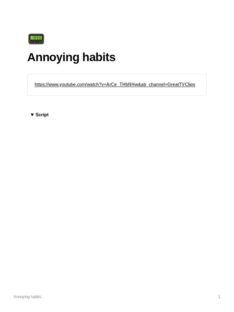 Annoying Habits PDF