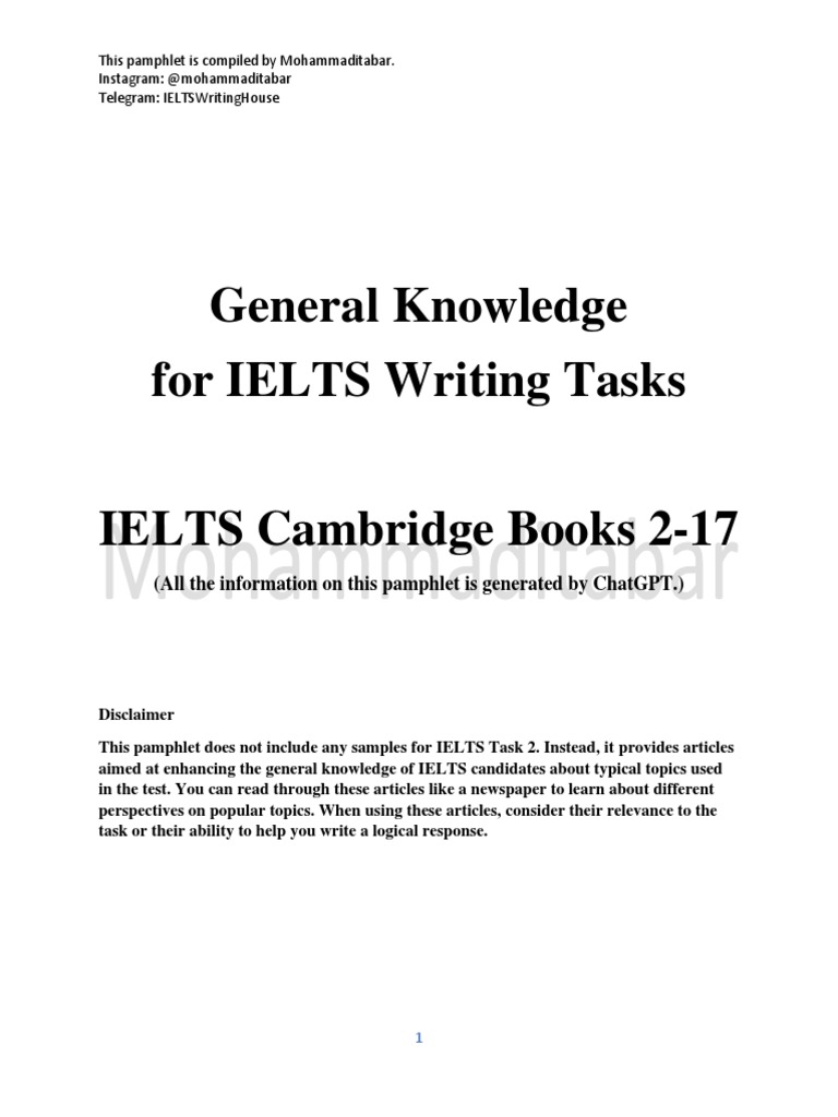 General Knowledge for Ielts Writing Task 2 Volume 2 | PDF | Preventive ...