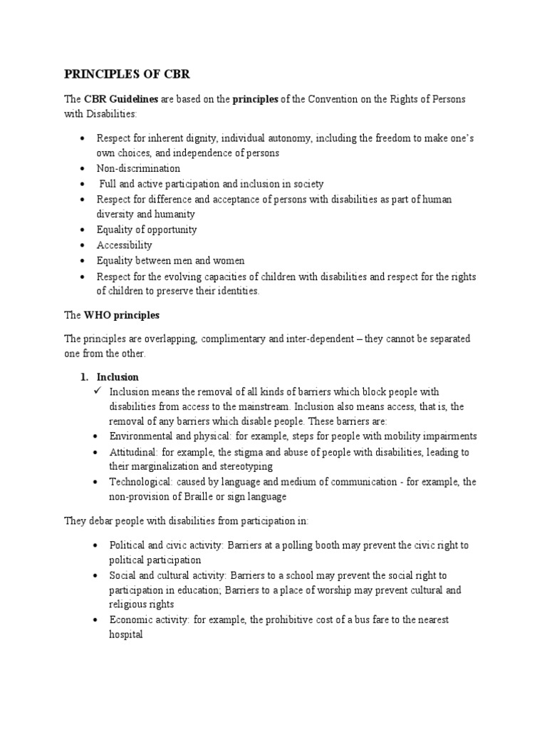 Principles of Community-Based Rehabilitation | PDF