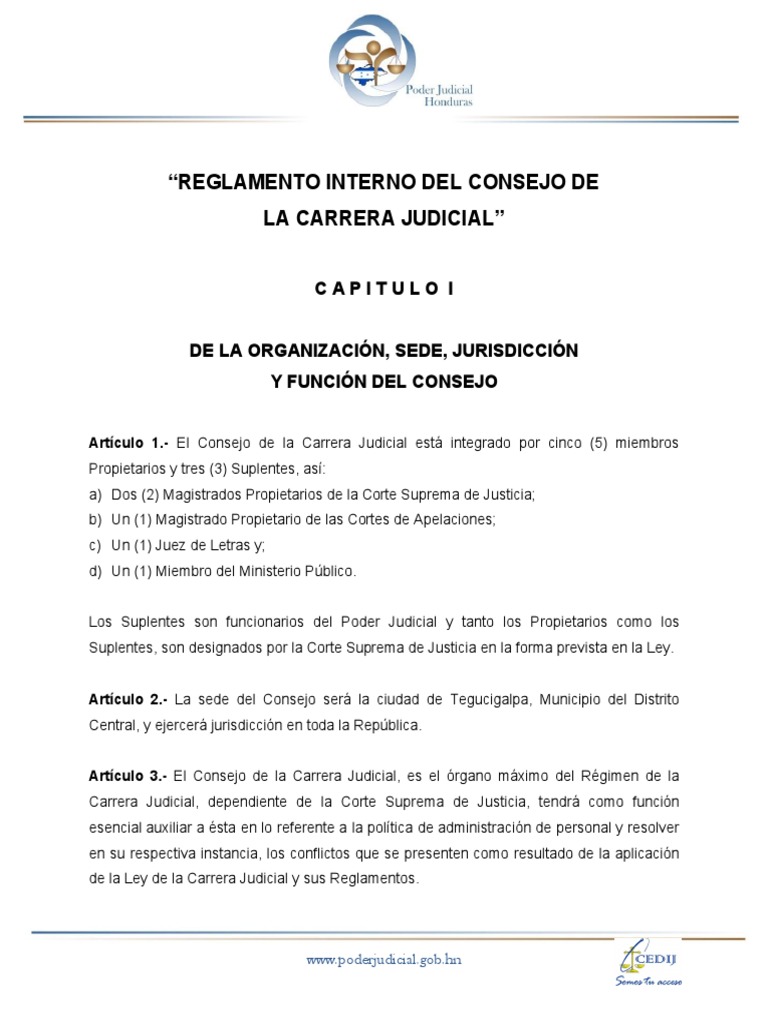 Reglamento Interno del Consejo Judicial | PDF