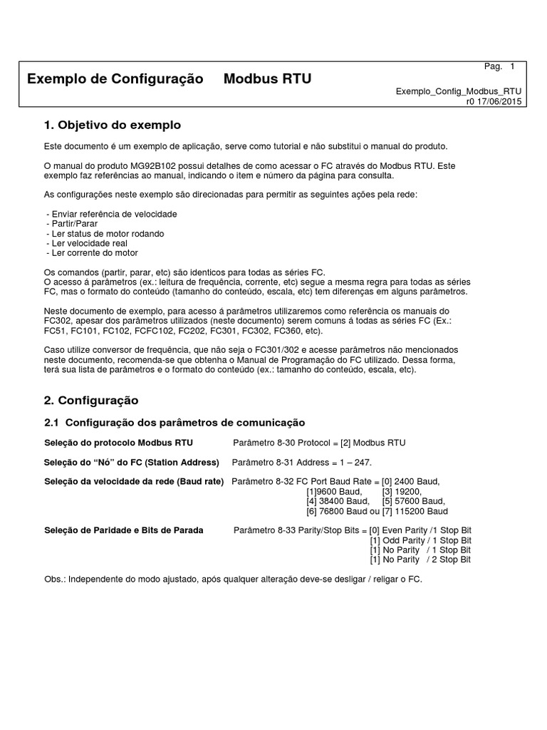 Exemplo Config Modbus RTU r0 | PDF | Engenharia da Computação | Ciência ...