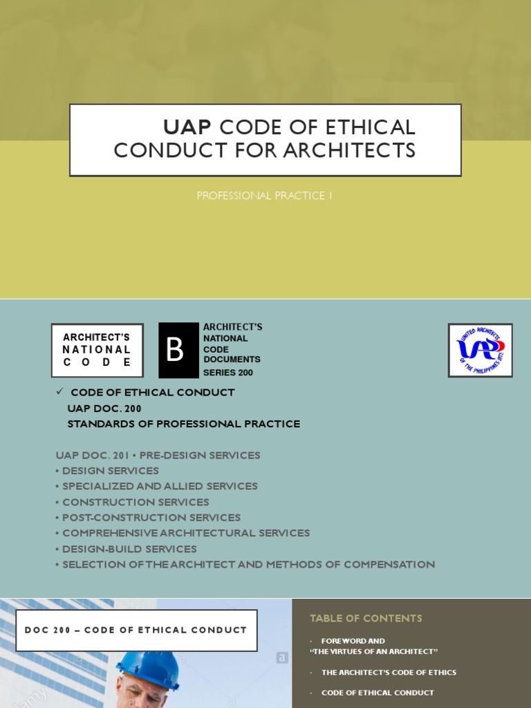Uap Code of Ethical Conduct For Architects PDF Architect Profession