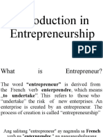 Introduction in Entrepreneurship Forwarded