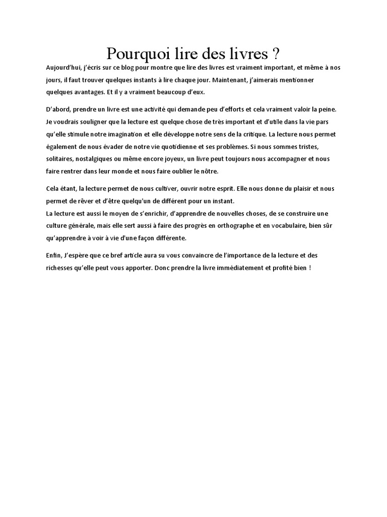 Importance de la lecture quotidienne | PDF | Développement personnel