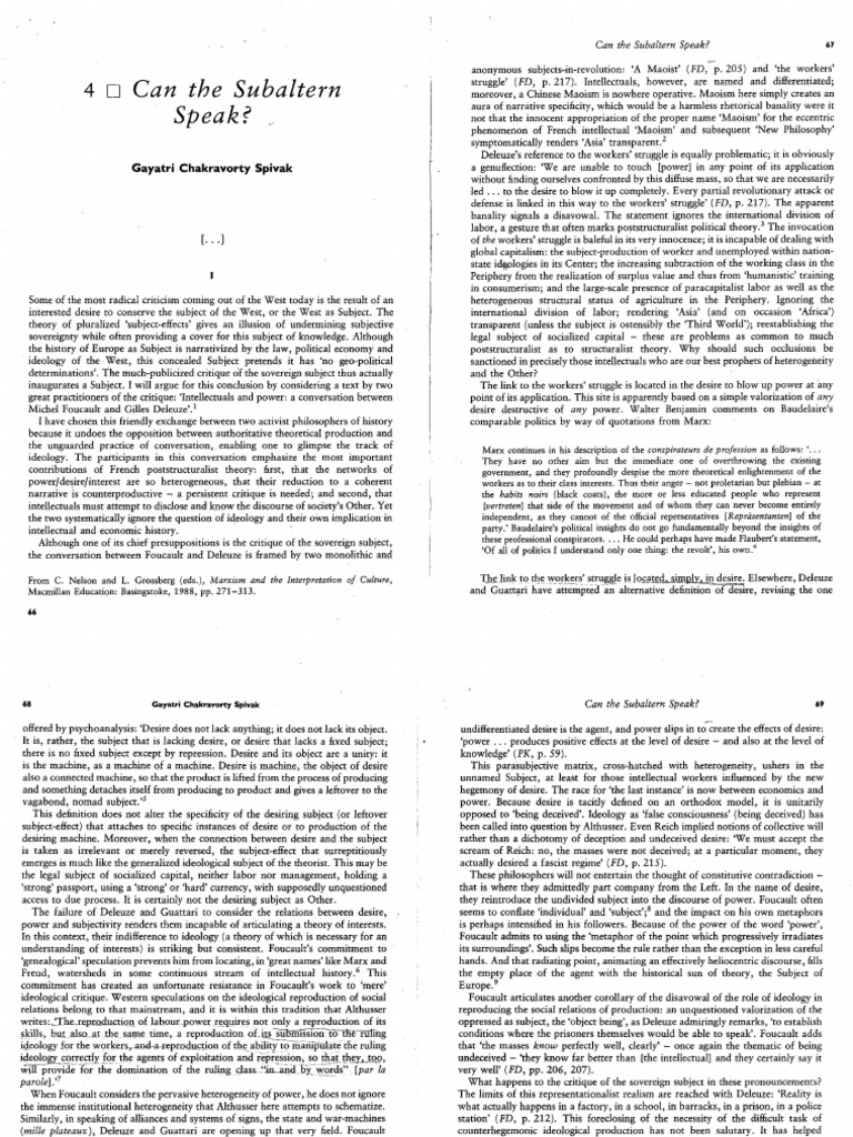Can The Subaltern Speak | PDF