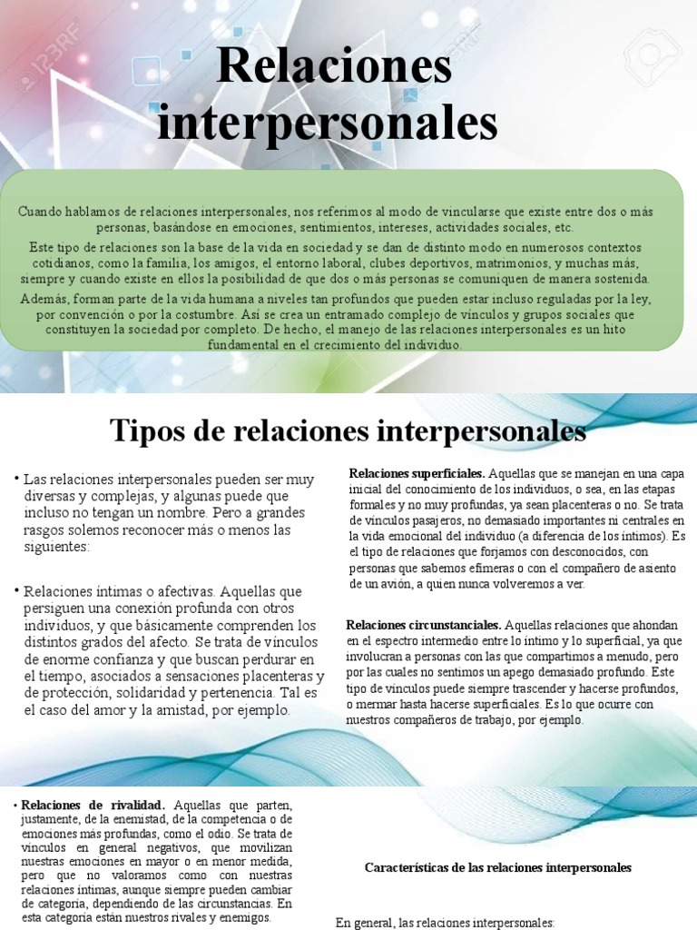 Tipos y características de relaciones interpersonales | PDF ...