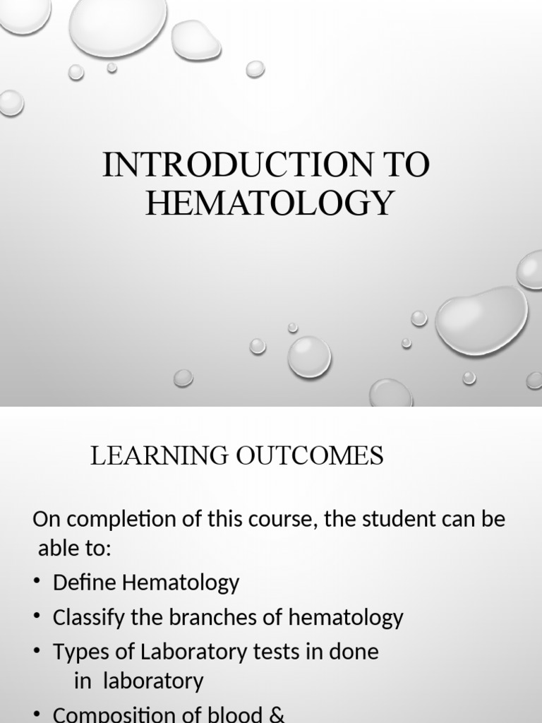 Introduction To Hematology 1 Pdf Blood White Blood Cell