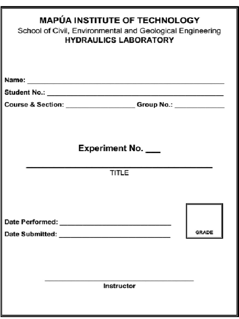 Hydraulics Lab Report Format PDF