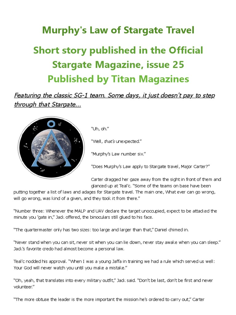 Murphy's Law of Stargate Travel | Download Free PDF | Stargate
