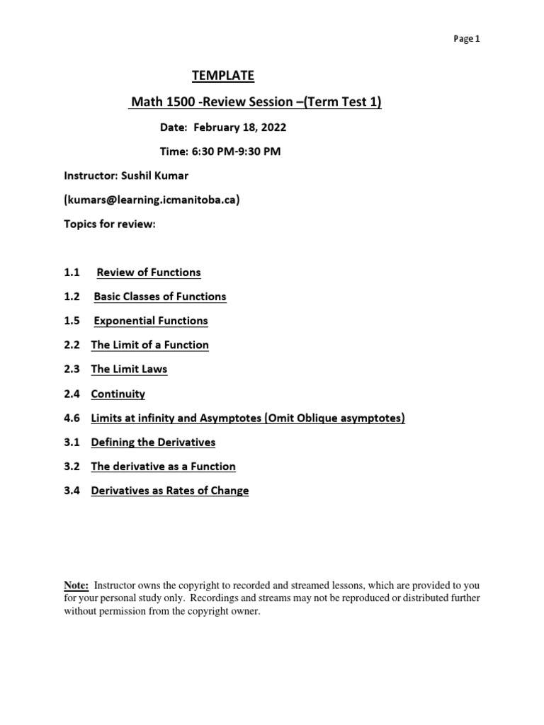 Review Term Test-1 | PDF | Function (Mathematics) | Polynomial