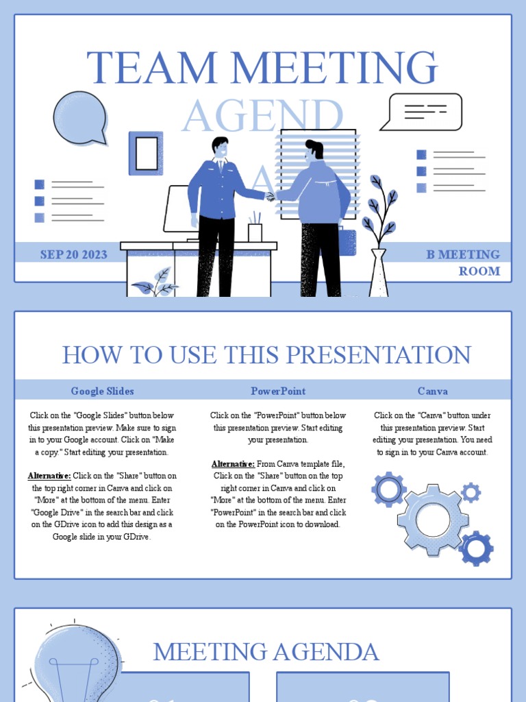 Blue Modern Illustrative Team Meeting Agenda | PDF | Microsoft Power