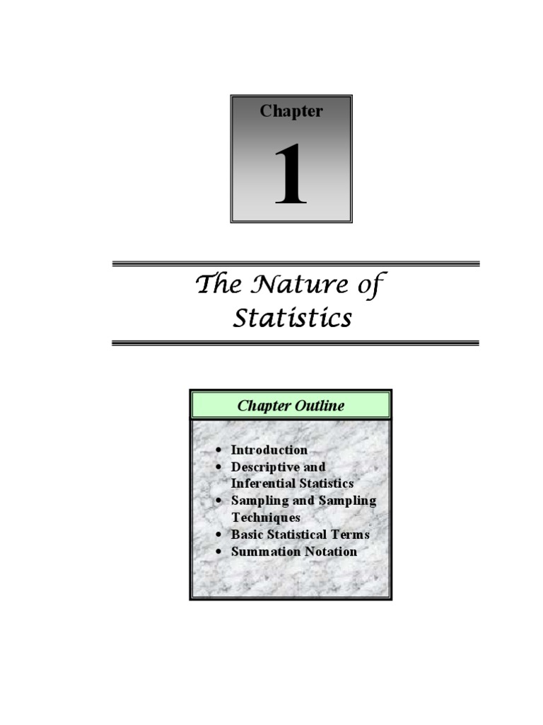 Chapter1Nature of Statistics Sampling (Statistics) Level Of