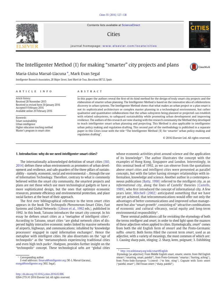 Intelligenter Method for Smart Cities | PDF | Sustainability | Policy