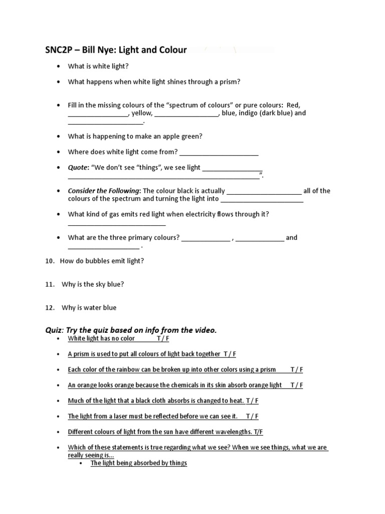 01 Bill Nye Light and Colour 1 Page PDF