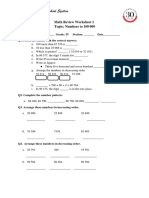 Grade IV - Review Worksheet # 1 and 2