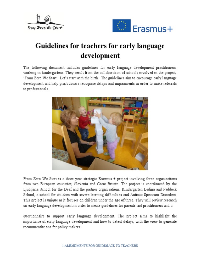 Guidelines For Teachers 02 Pdf Language Development Speech