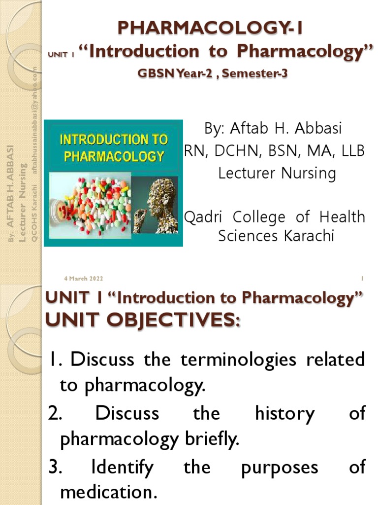 1 2 Pharmacology 1 Gbsn Y 2 S 3 Unit 1 Introduction Pdf