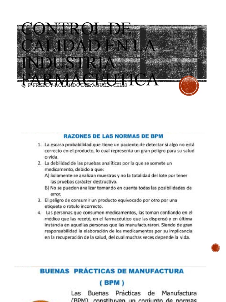 Control de Calidad en la Industria Farmacéutica | PDF | Calidad ...
