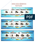 Cartelas Bingo Dos Gêneros Textuais