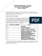 Acta de Proclamación de La Lista Ganadora en Elecciones Escolares Municipales 2014