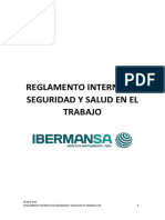 IB-SSO-R-01 V02 REGLAMENTO INTERNO DE SEGURIDAD Y SALUD EN EL TRABAJO y RECOMENDACIONES