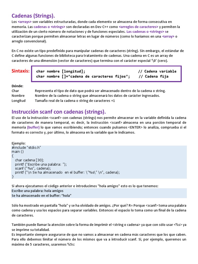 Cadenas (String) Dev C++ | PDF
