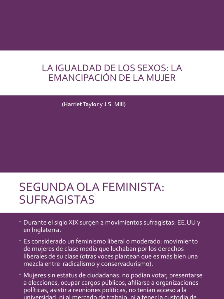 Clase 10 La Igualdad de Los Sexos Taylor y Mill | PDF | Feminismo | Estudios de género