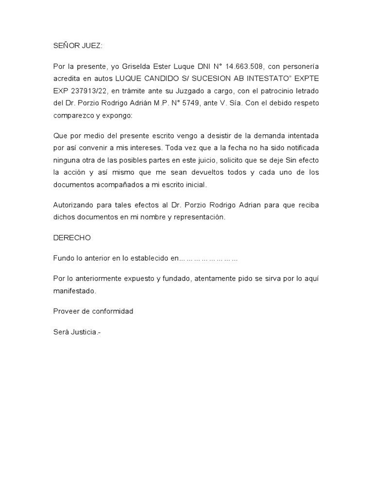 Modelo Desistimiento | PDF