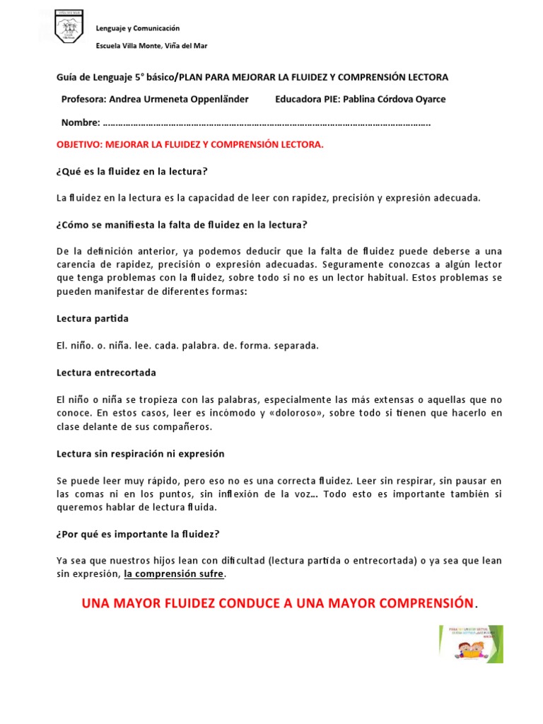 Mejora de Fluidez Lectora en Niños | PDF | Comprensión lectora ...